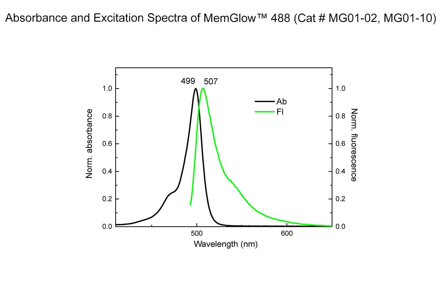 Spectral properties of MemGlow 488 MG01